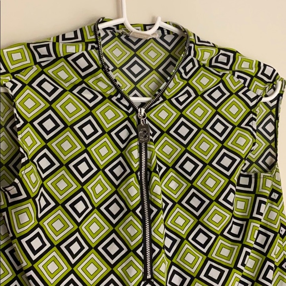 Michael Kors green half zip blouse - Picture 2 of 8